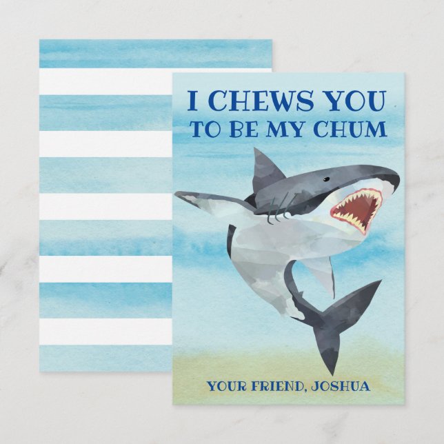 för barn Shark Valentines day Card Tack Kort (Fram/baksida)