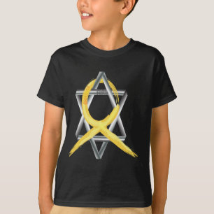 För barndomcancer för guld "målat" band tee