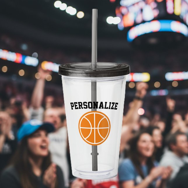 För basketakryl för anpassningsbar känt take away mugg (basketball tumbler glass with straw)