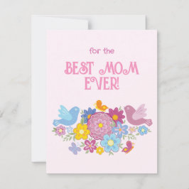 För bästa Mamma någonsin blommor och fjäril, fågla Julkort