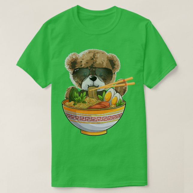 For Bear Lover & Japanese Food, Cute Kawaii Ramen  T Shirt (Design framsida)