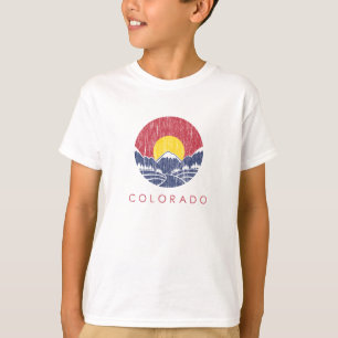 För bergColorado för vintage stenig logotyp Tee