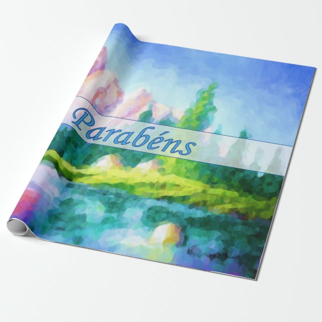 För bergsjal för portugisisk födelsedag rosa presentpapper (Utrullad)