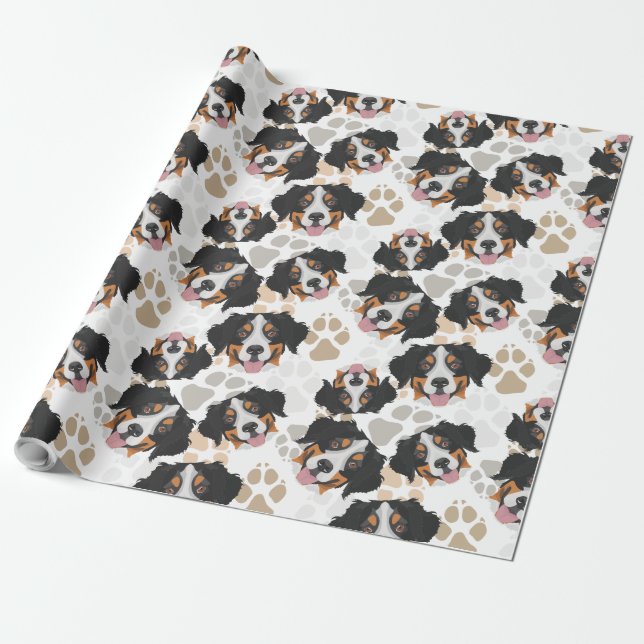 För Bernese för hundtassmönster hund berg Presentpapper (Utrullad)