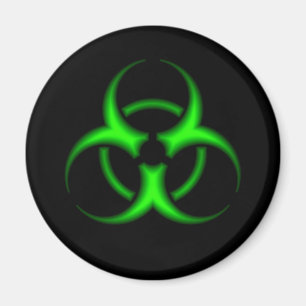 För Biohazardsymbol för neon grön magnet
