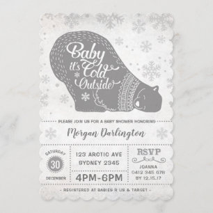 För björnbaby shower för vinter polar Snowflake Inbjudningar
