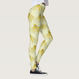 För bläckfisksimning för roligt gult mönster leggings