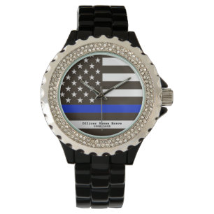 För blålinjenUSA flagga för *~* tunn kvinna fö Armbandsur
