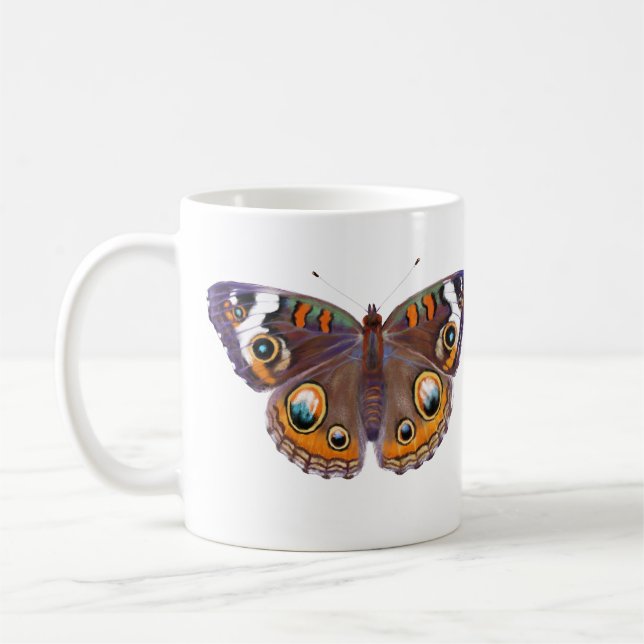 För blått för Buckeyefjäril vanligt realistisk Kaffemugg (Vänster)