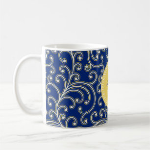 För blåttblommönster för elegant flickaktigt kaffemugg
