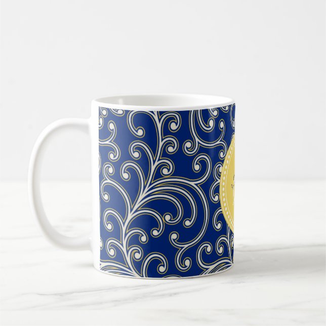 För blåttblommönster för elegant flickaktigt kaffemugg (Vänster)
