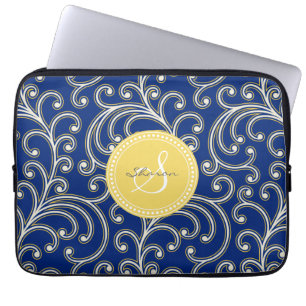 För blåttblommönster för elegant flickaktigt laptop sleeve