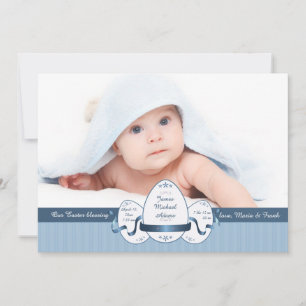 För blåttfoto för påsk tre meddelande för födelse