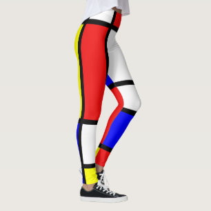 För blåttgult för modernism primär röd abstra leggings