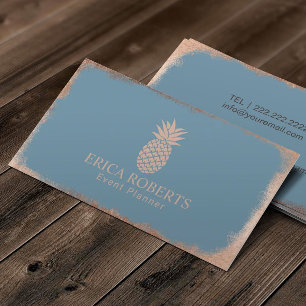 För blåtthändelse för rosa guld- ananas dammig visitkort