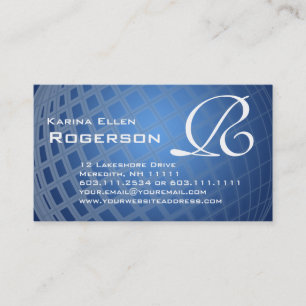 För blåttinternationell för Monogram R elegantt Visitkort