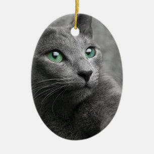För blåttLook för katt ryskt husdjur för gråt Julgransprydnad Keramik
