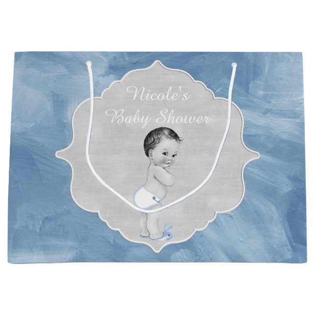 För blåttvintage för baby shower pastellfärgad pys (Framsidan)