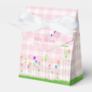 För blommababy för rosa Gingham färgrik Dusch Presentaskar