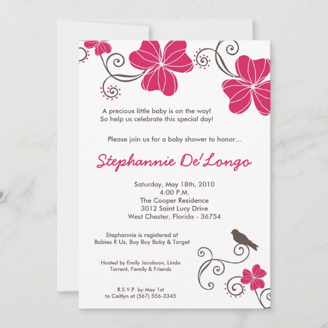 för blommababy shower för 5x7 tropisk Luau Inbjudningar (Framsida)