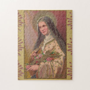 För blommacrucifix för St. Therese lite gräns f Pussel