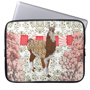 För blommardator för Llama olivgrön damastast Laptop Fodral