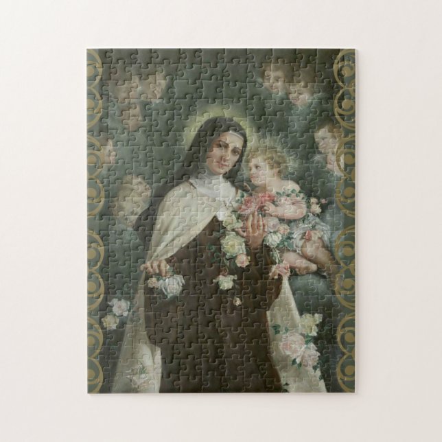 För blommaro för St. Therese lite Cherubs för Pussel (Vertikal)