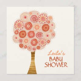 För blommarträd för baby shower orange inbjudan