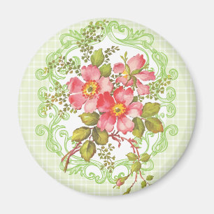 För blommastuga för vintage rosa dröm magnet