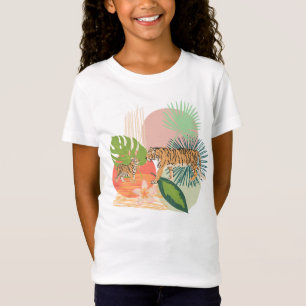 För blommatryck för tigrar tropisk konst för t shirt
