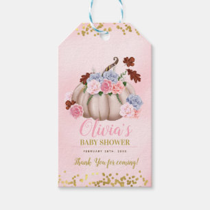 För blommigt för pumpaflicka lite tack för baby presentetikett