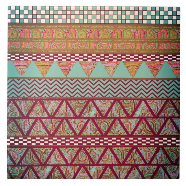 För Boho för mörk kricka bärnstensfärgat mönster Kakelplatta (Framsidan)