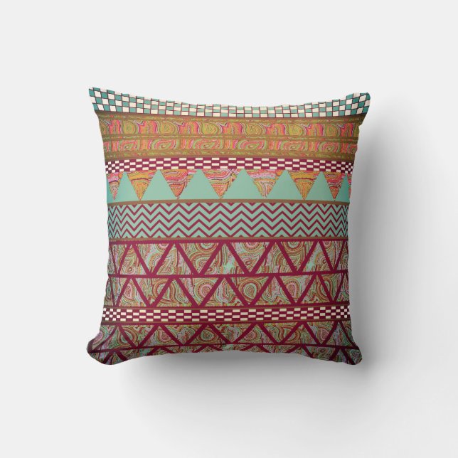 För Boho för mörk kricka bärnstensfärgat mönster Kudde (Framsida)