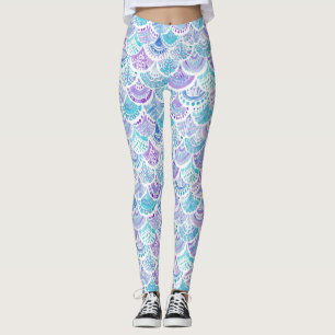 För Boho för SJÖJUNGFRUDAGDRÖMvattenfärg fjä Leggings