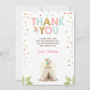 För Boho för Teepee stam- rosor för flicka för Tack Kort