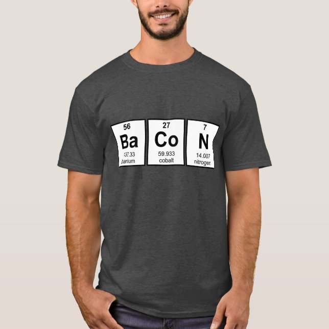 För bordinslag för bacon periodiska symboler t shirt (Framsida)