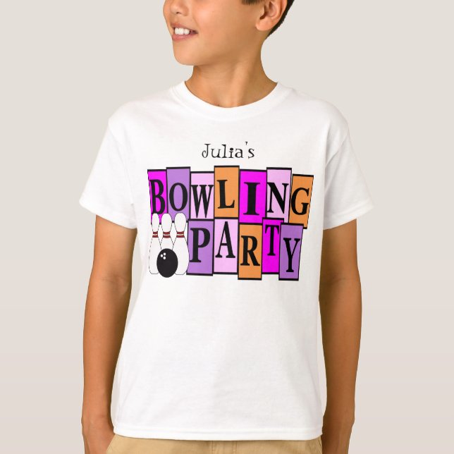 För bowlingfödelsedagsfest för KRW beställnings- T-shirt (Framsida)
