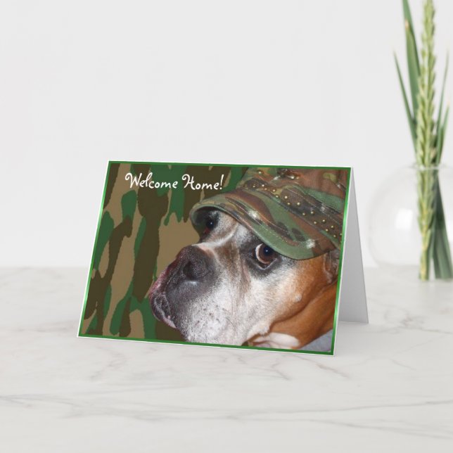 För boxarehund för välkomnande hem- militärt kort (Framsida)