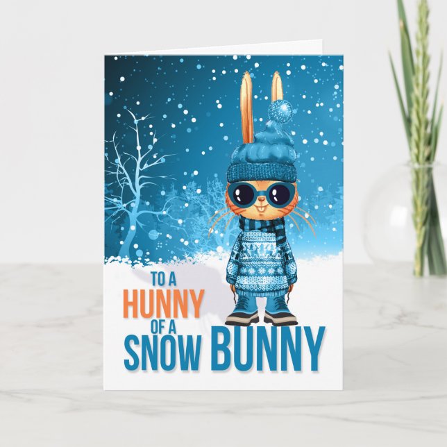för Boys Cute Blue jul Snowbunny Helgkort (Framsida)