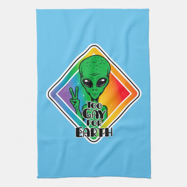 För bra för Jorden, underbart Alien UFO Kökshandduk (Vertikal)