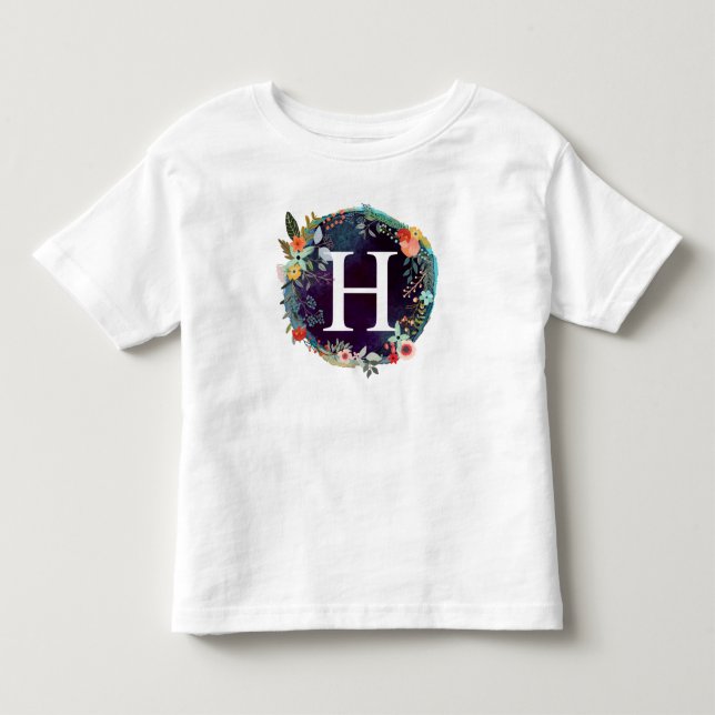 För brevH för personlig initial T-tröja för Tee Shirt (Framsida)