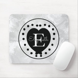 För brevMonogram för elegant hjärta initial vit Musmatta