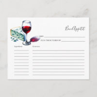För Bride Recipe Card Vin & Cheese