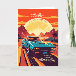 För broder på Fars dag Classic Car Retro 70s Helgkort