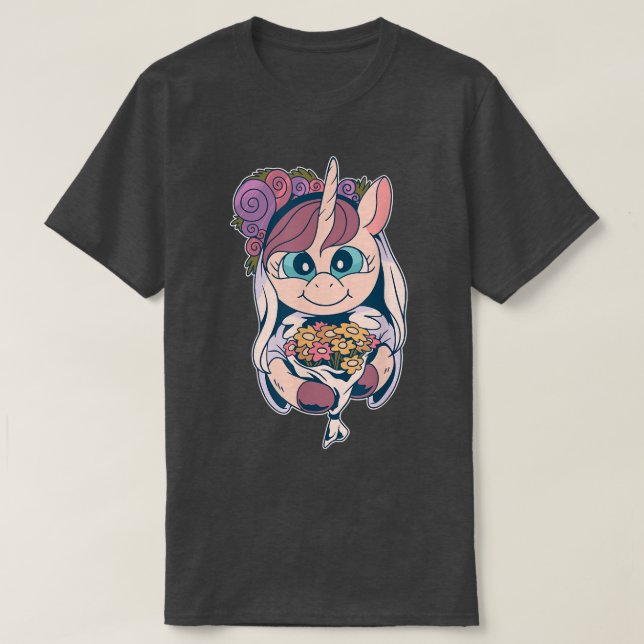 För bröllopet för enhörningsbruden och gifta sig  t shirt (Design framsida)