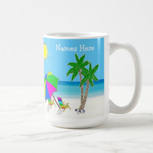 För bröllopgåvor 2 för stranden boxas Themed text Kaffemugg