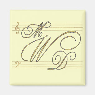 För bröllopmonogram för musiker förälskad log magnet