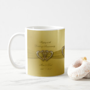 För bröllopsdagkaffe för klassiker guld- 50th mugg