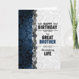 för Brother Birthday Blue Paisley med Buttons Kort