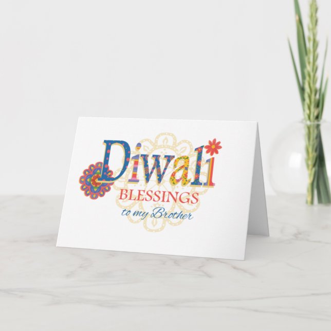 För Brother Diwali Blesses med Rangolis Card Kort (Framsida)
